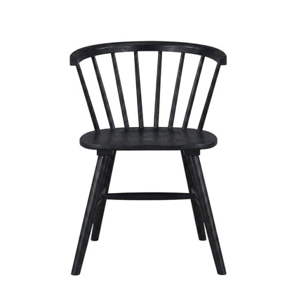 Solid Rubberwood Dining Chair with Curved Back for Dining Room, Black