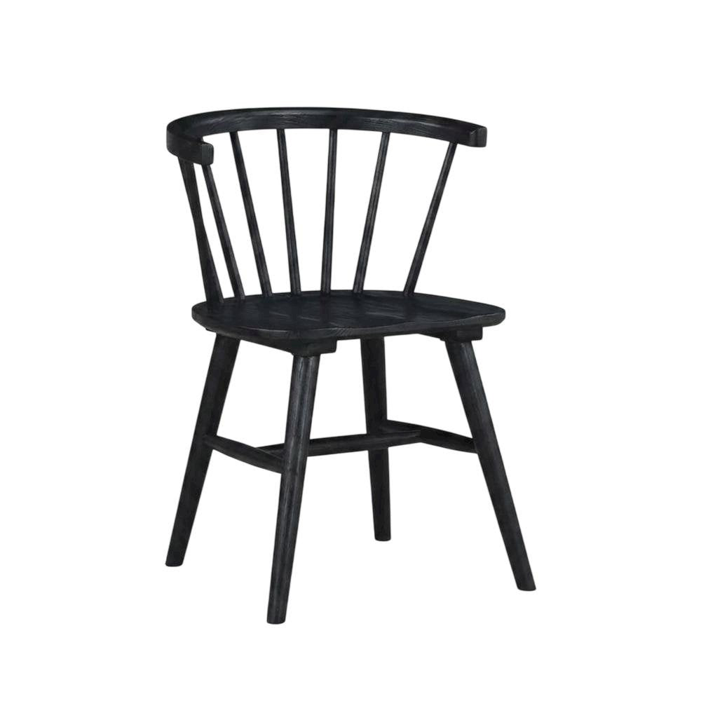 Solid Rubberwood Dining Chair with Curved Back for Dining Room, Black