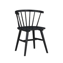 Solid Rubberwood Dining Chair with Curved Back for Dining Room, Black
