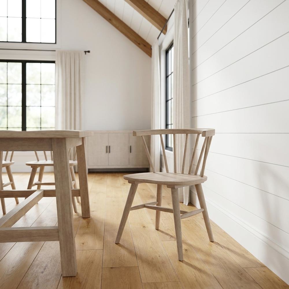 Solid Rubberwood Dining Chair with Curved Back for Dining Room, Tan