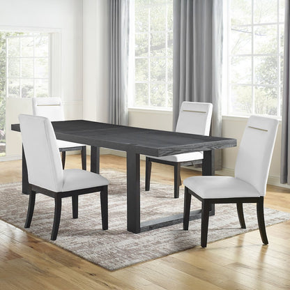 Yves Black Dining Table With 4 White Chairs