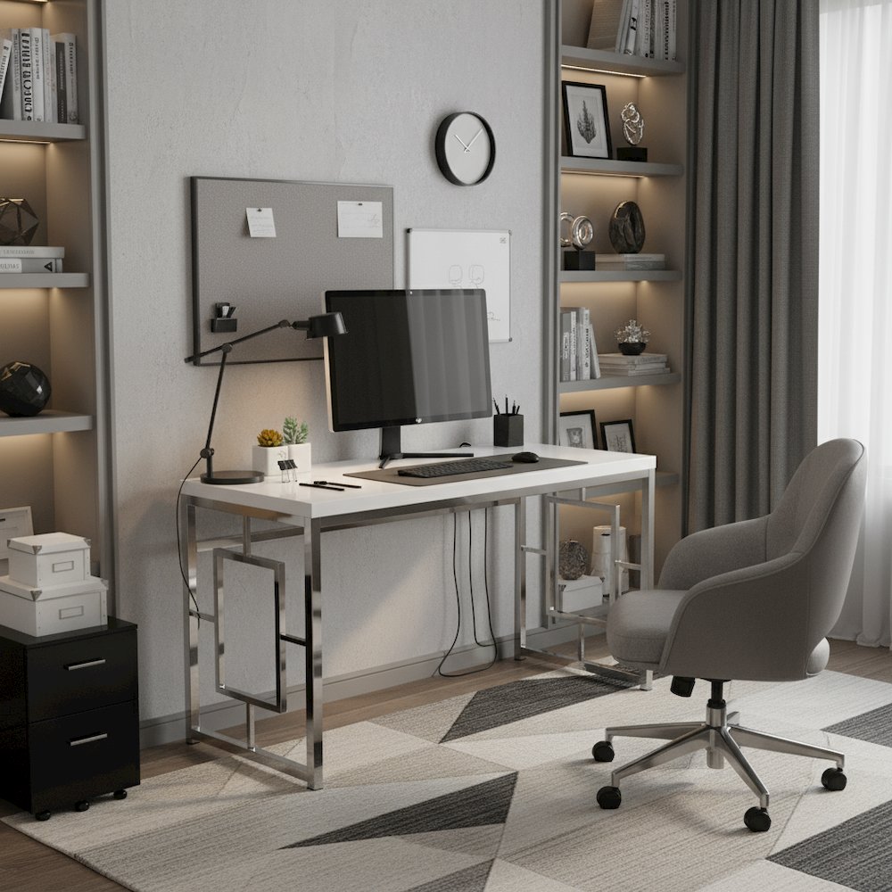 Desk, Durable Top, Contemporary Style, White