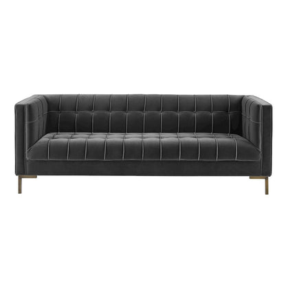 Isaac Gray Velvet Sofa