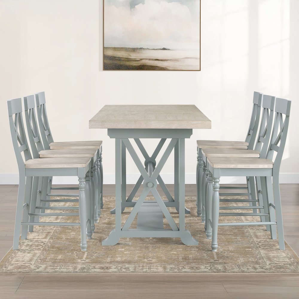 Darcy 7pc Counter Dining Set Green