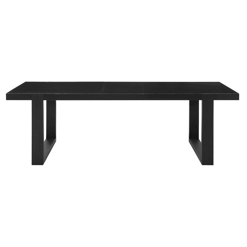 Acacia and Mango Wood Dining Table with Iron Base, Modern Kitchen Table, Black