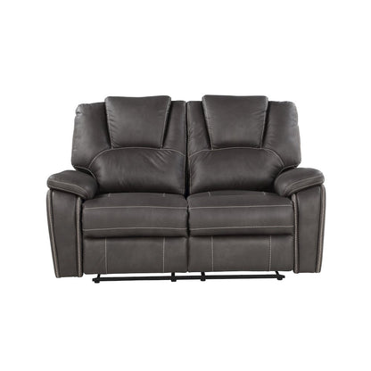 Faux Leather Manual Dual Recliner Loveseat Sofa, Small Love Seat Couch, Gray