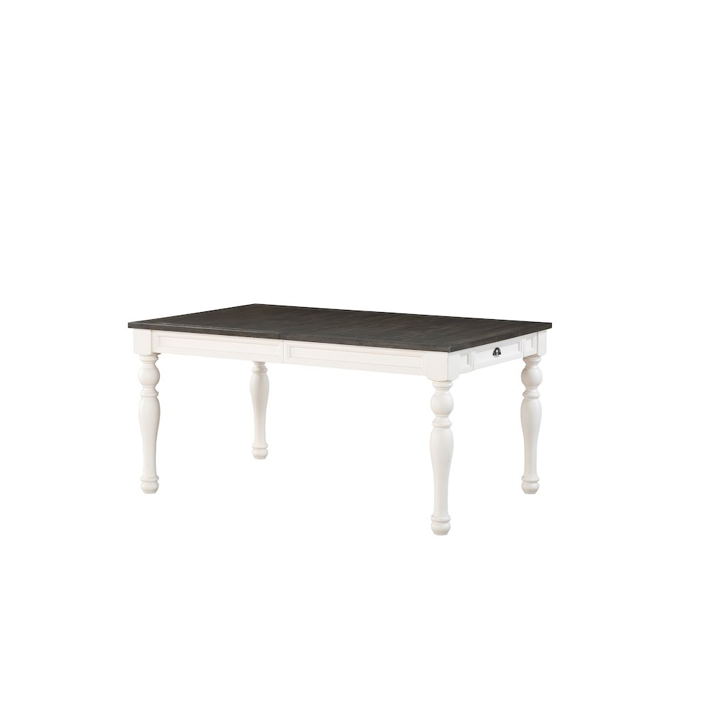 Acacia and Mango Wood Farmhouse Kitchen Dining Table 6 Piece Set, White