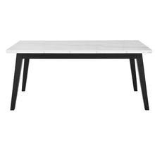 Vida 72" White Marble Dining Table, Black Finish