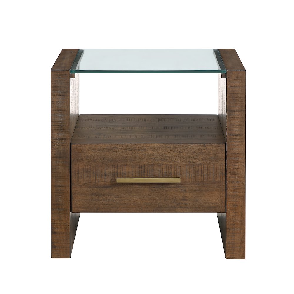 Garland Glass Top End Table, Toffee Finish