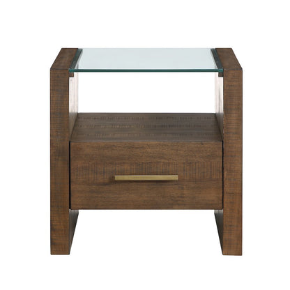Garland Glass Top End Table, Toffee Finish