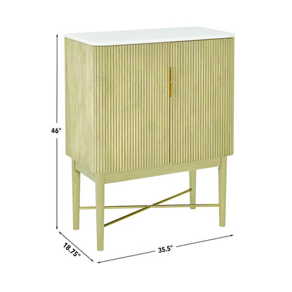 Vida Marble Top WIne Cabinet, Blonde Finish