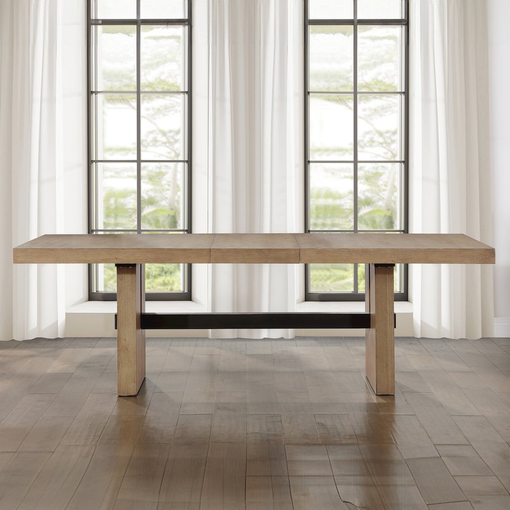 Aubrey 5-Piece 78-96" Dining Table with 4 Upholstered Parsons Chairs, Brown