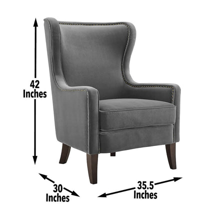Rosco Velvet Accent Chair  - Charcoal