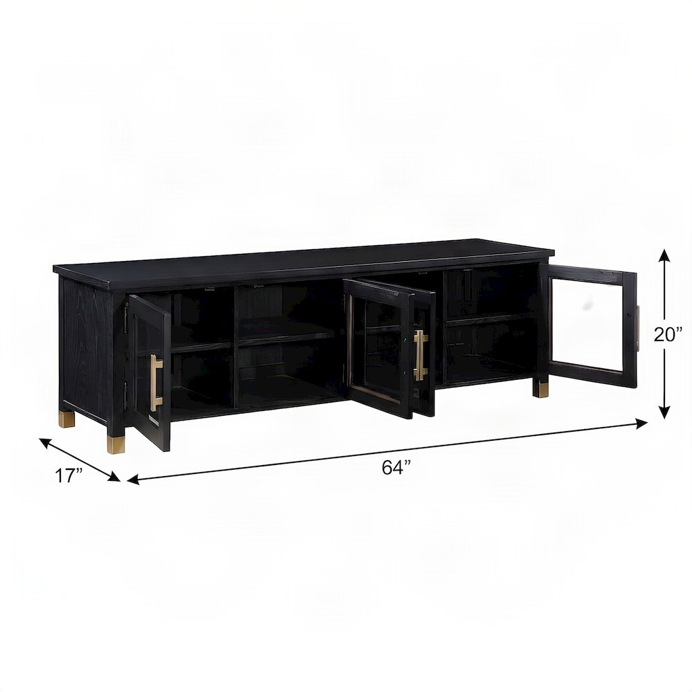 Ash Wood and Iron TV Stand, Media Console and Entertainment Center, Black