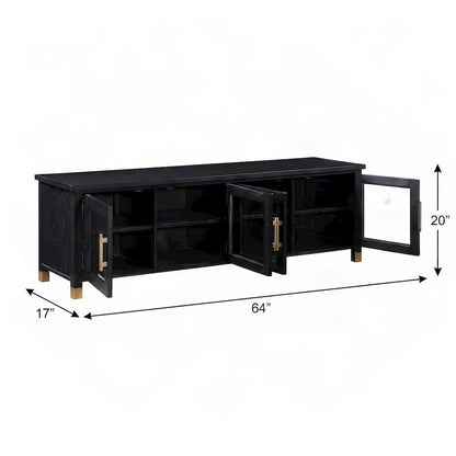 Ash Wood and Iron TV Stand, Media Console and Entertainment Center, Black