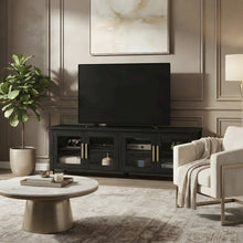 Ash Wood and Iron TV Stand, Media Console and Entertainment Center, Black