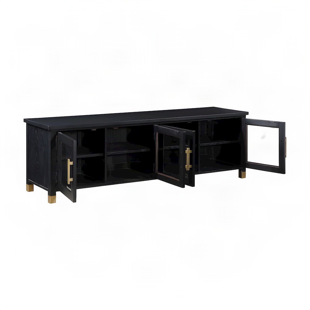 Ash Wood and Iron TV Stand, Media Console and Entertainment Center, Black