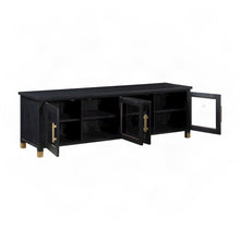 Ash Wood and Iron TV Stand, Media Console and Entertainment Center, Black