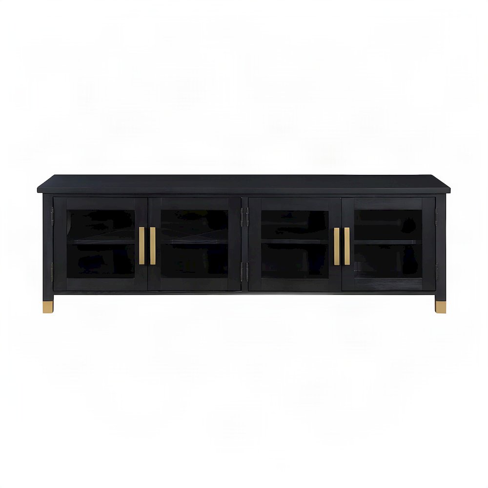 Ash Wood and Iron TV Stand, Media Console and Entertainment Center, Black