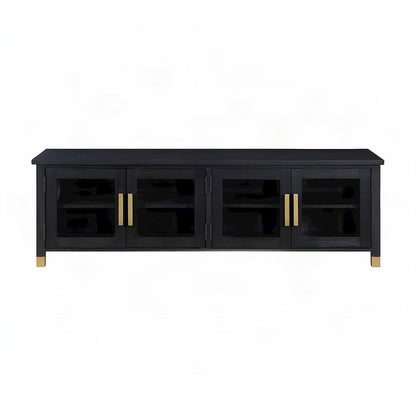 Ash Wood and Iron TV Stand, Media Console and Entertainment Center, Black