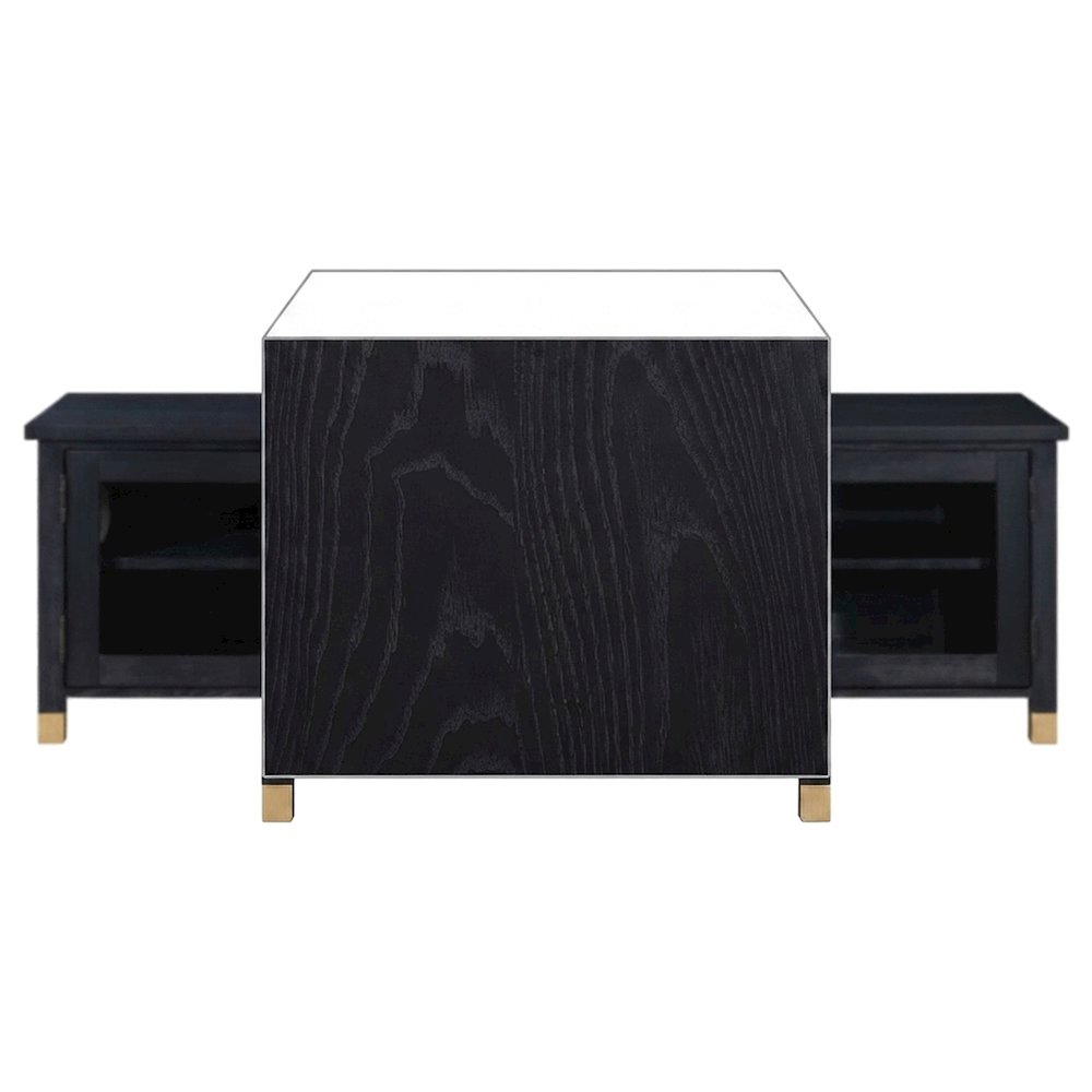 Ash Wood and Iron TV Stand, Media Console and Entertainment Center, Black