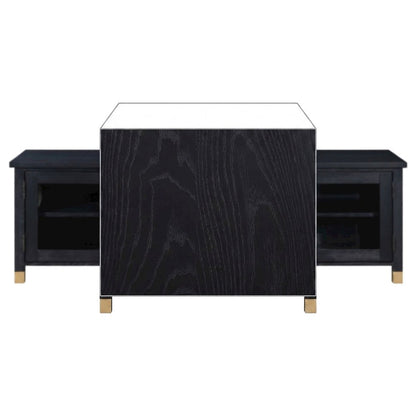 Ash Wood and Iron TV Stand, Media Console and Entertainment Center, Black
