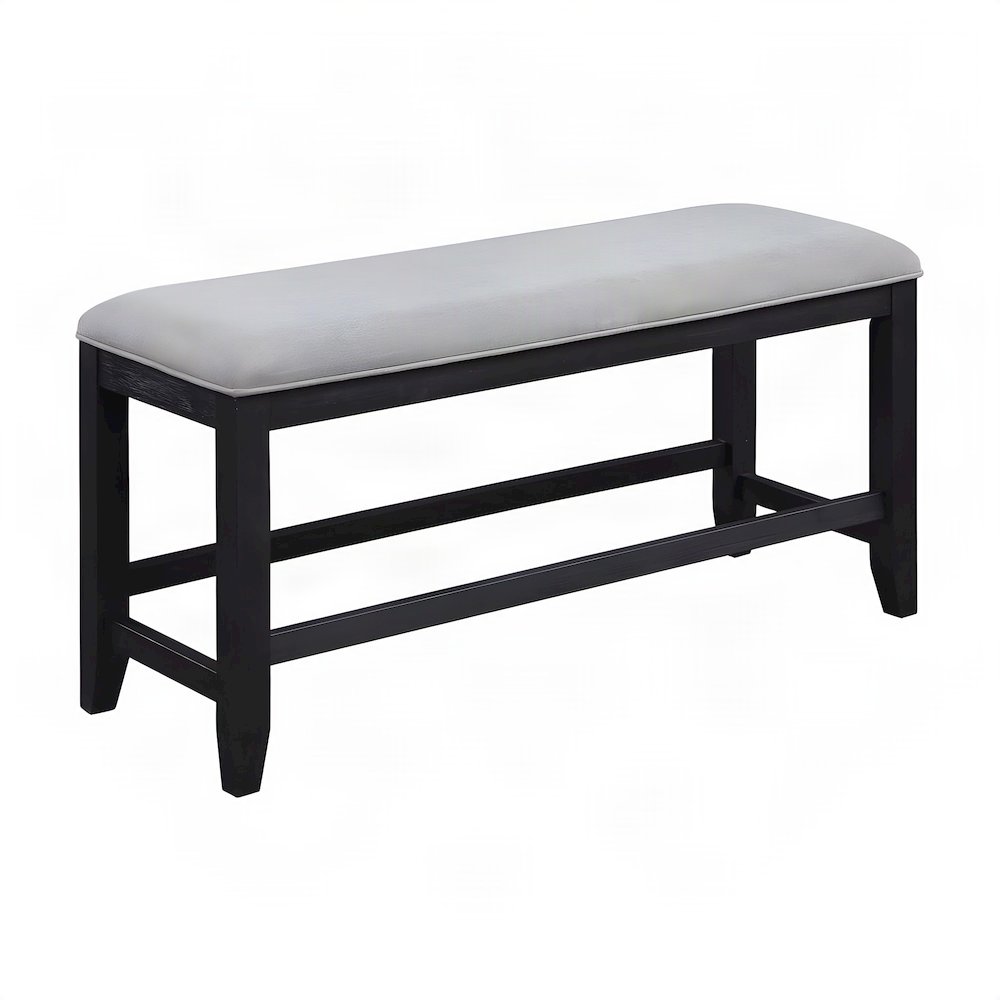 Polyester-Upholstered Counter Height Bench with Rubberwood Frame
