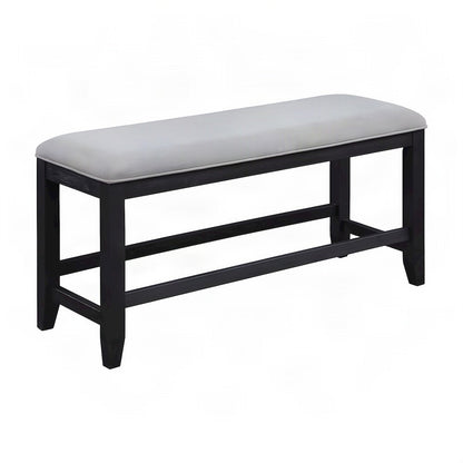 Polyester-Upholstered Counter Height Bench with Rubberwood Frame