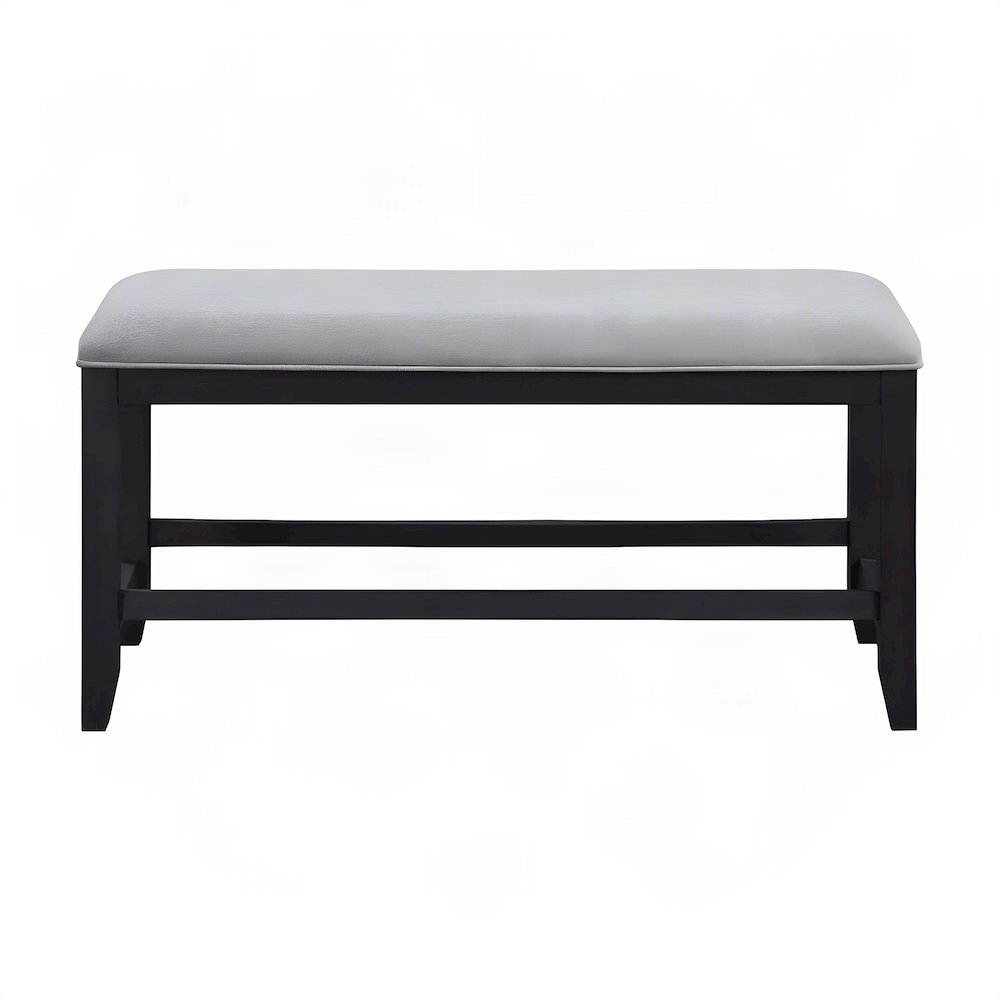 Polyester-Upholstered Counter Height Bench with Rubberwood Frame