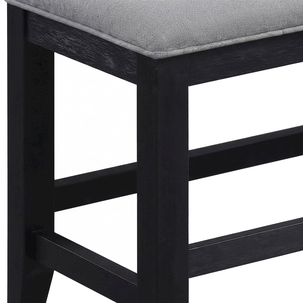 Polyester-Upholstered Counter Height Bench with Rubberwood Frame