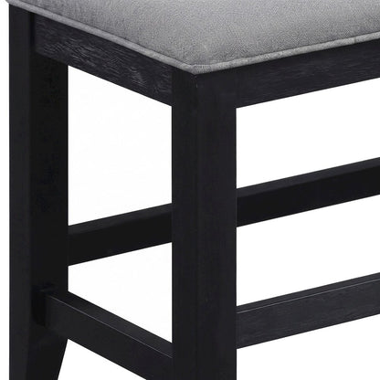 Polyester-Upholstered Counter Height Bench with Rubberwood Frame