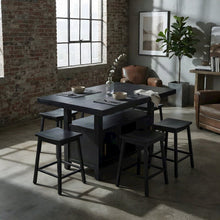 Industrial-Style Acacia and Iron Counter Height Bar Table with Storage, Black