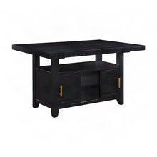 Industrial-Style Acacia and Iron Counter Height Bar Table with Storage, Black