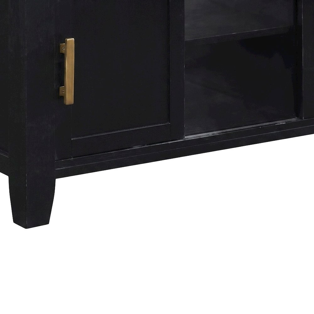 Industrial-Style Acacia and Iron Counter Height Bar Table with Storage, Black