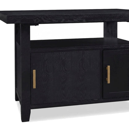 Industrial-Style Acacia and Iron Counter Height Bar Table with Storage, Black