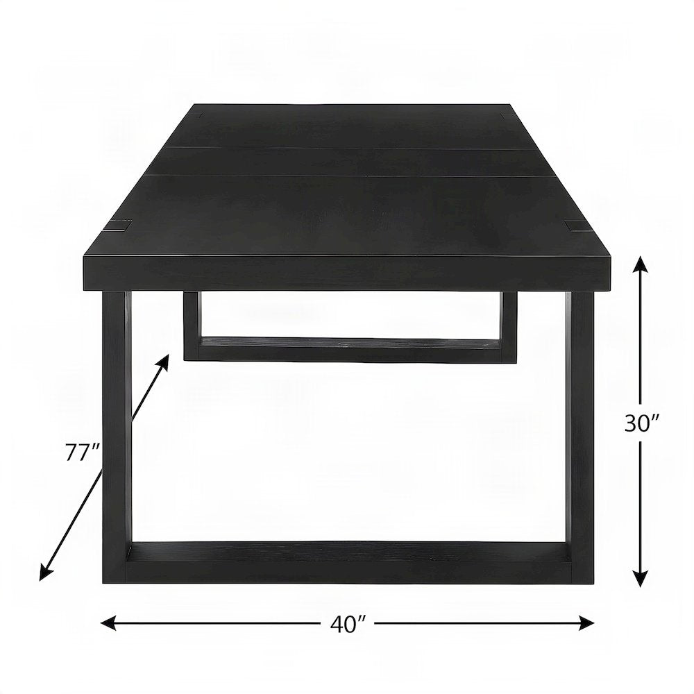 Acacia and Mango Wood Dining Table with Iron Base, Modern Kitchen Table, Black