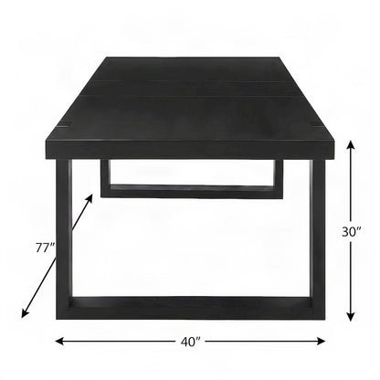 Acacia and Mango Wood Dining Table with Iron Base, Modern Kitchen Table, Black
