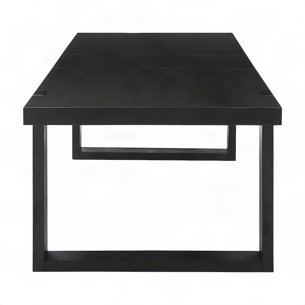 Acacia and Mango Wood Dining Table with Iron Base, Modern Kitchen Table, Black