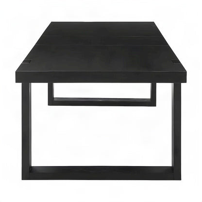 Acacia and Mango Wood Dining Table with Iron Base, Modern Kitchen Table, Black