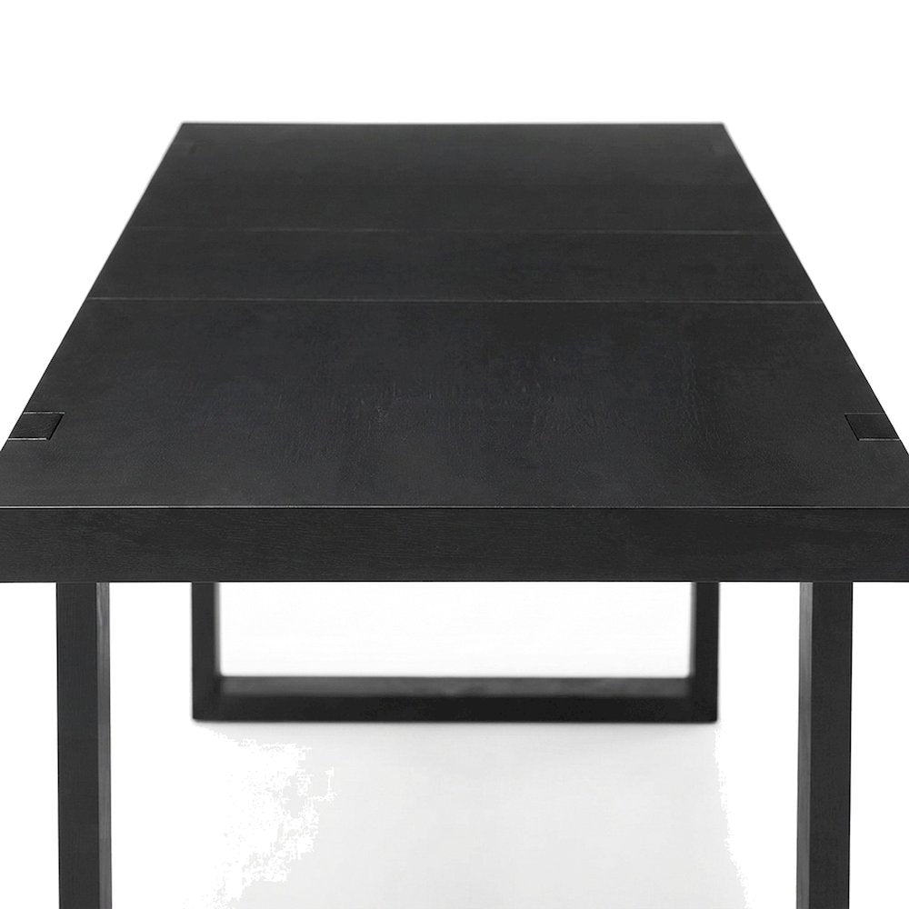 Acacia and Mango Wood Dining Table with Iron Base, Modern Kitchen Table, Black