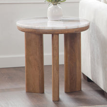 Sidney Brown Marble Top Round End Table