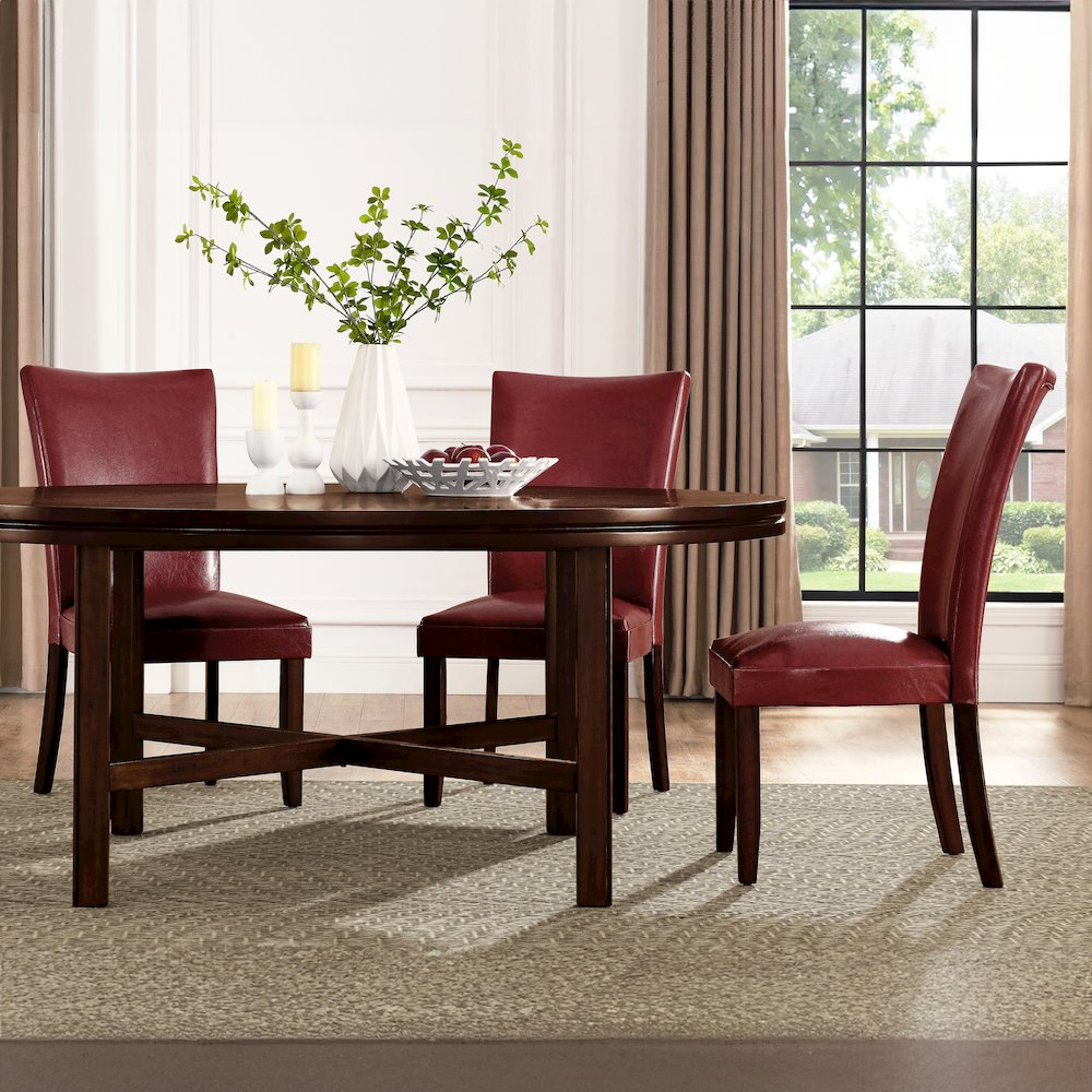 Hartford 72in Dining Set 9 PC with Red Chairs