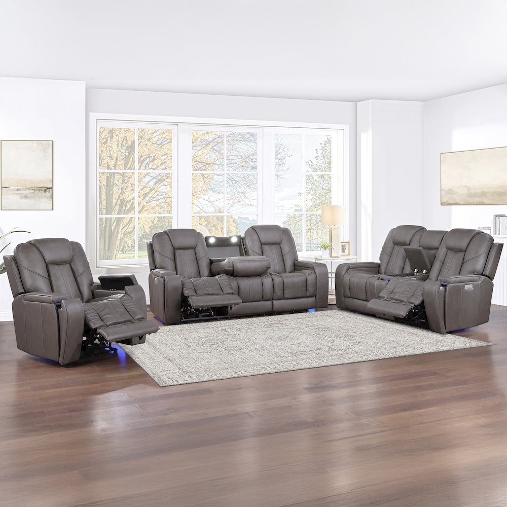 Daniel 3-Piece Triple-Power Leather Recl