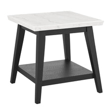 Vida White Marble End Table, Black Finish