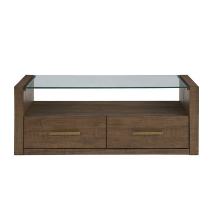 Garland Castered Glass Top Coffee Table, Toffee Finish