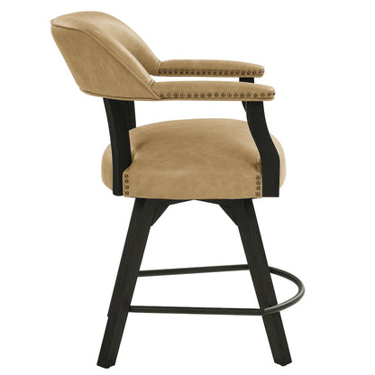 Counter Table with Game Top, 4 Counter Chairs, Black Finish, Sand Vegan Leather