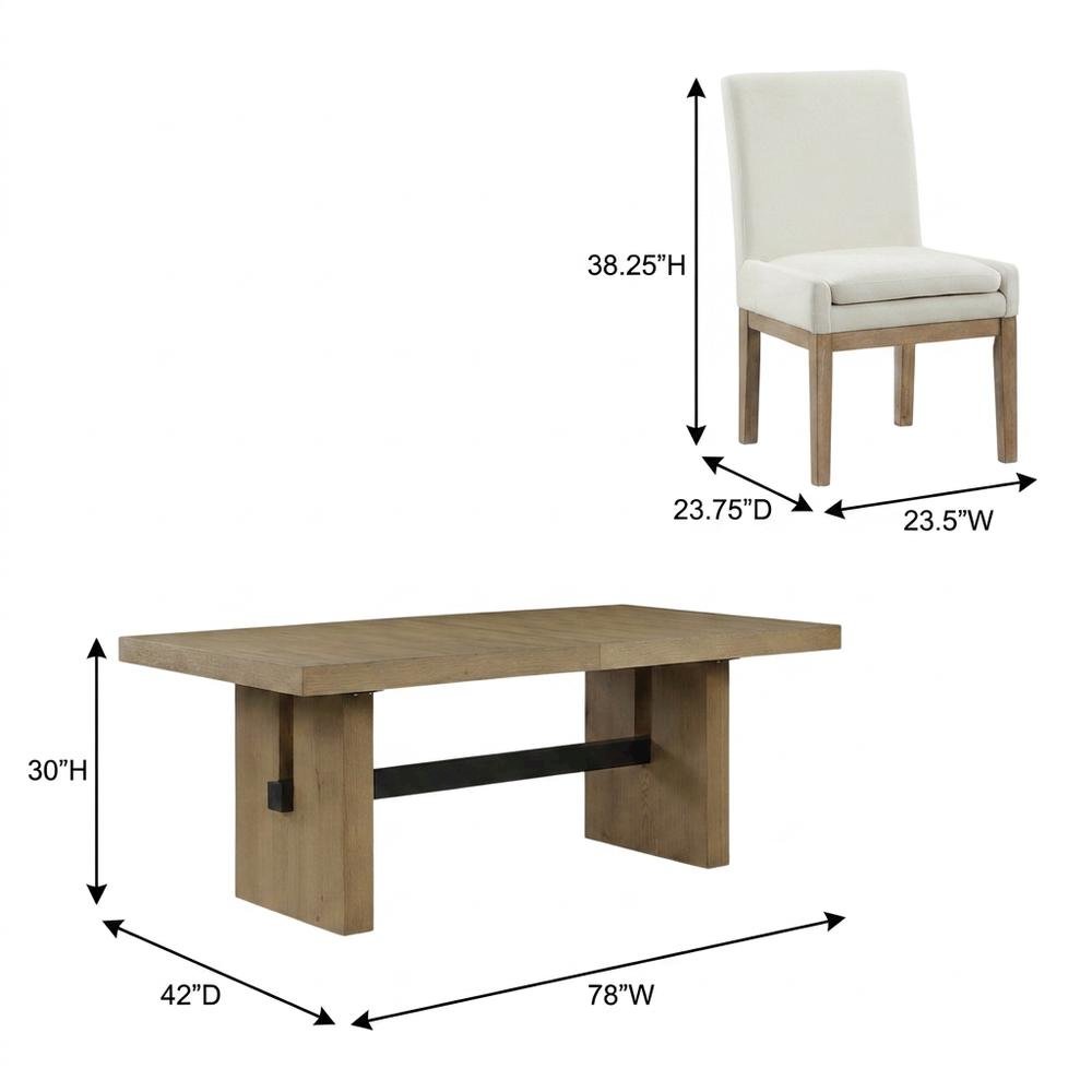 Extendable Dining Table Set for 6 with Upholstered Parsons Chairs