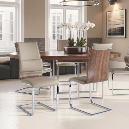 Taupe Faux Leather Chair Set of 2 - Modern Dining Chairs