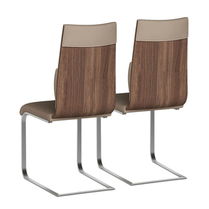 Taupe Faux Leather Chair Set of 2 - Modern Dining Chairs