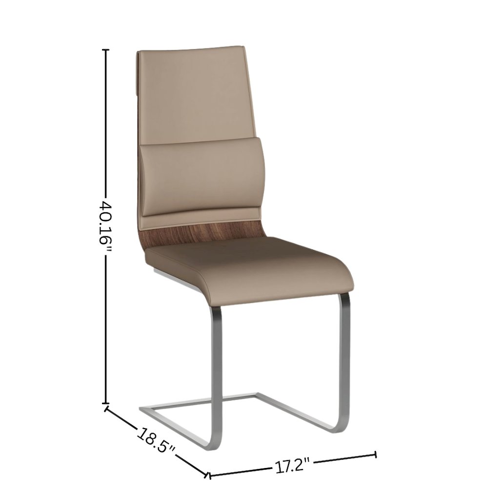 Taupe Faux Leather Chair Set of 2 - Modern Dining Chairs